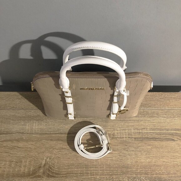 Michael Kors Bedford Legacy Medium Dome Satchel Purse Truffle MLT CLR MSRP $328 - Picture 8 of 16